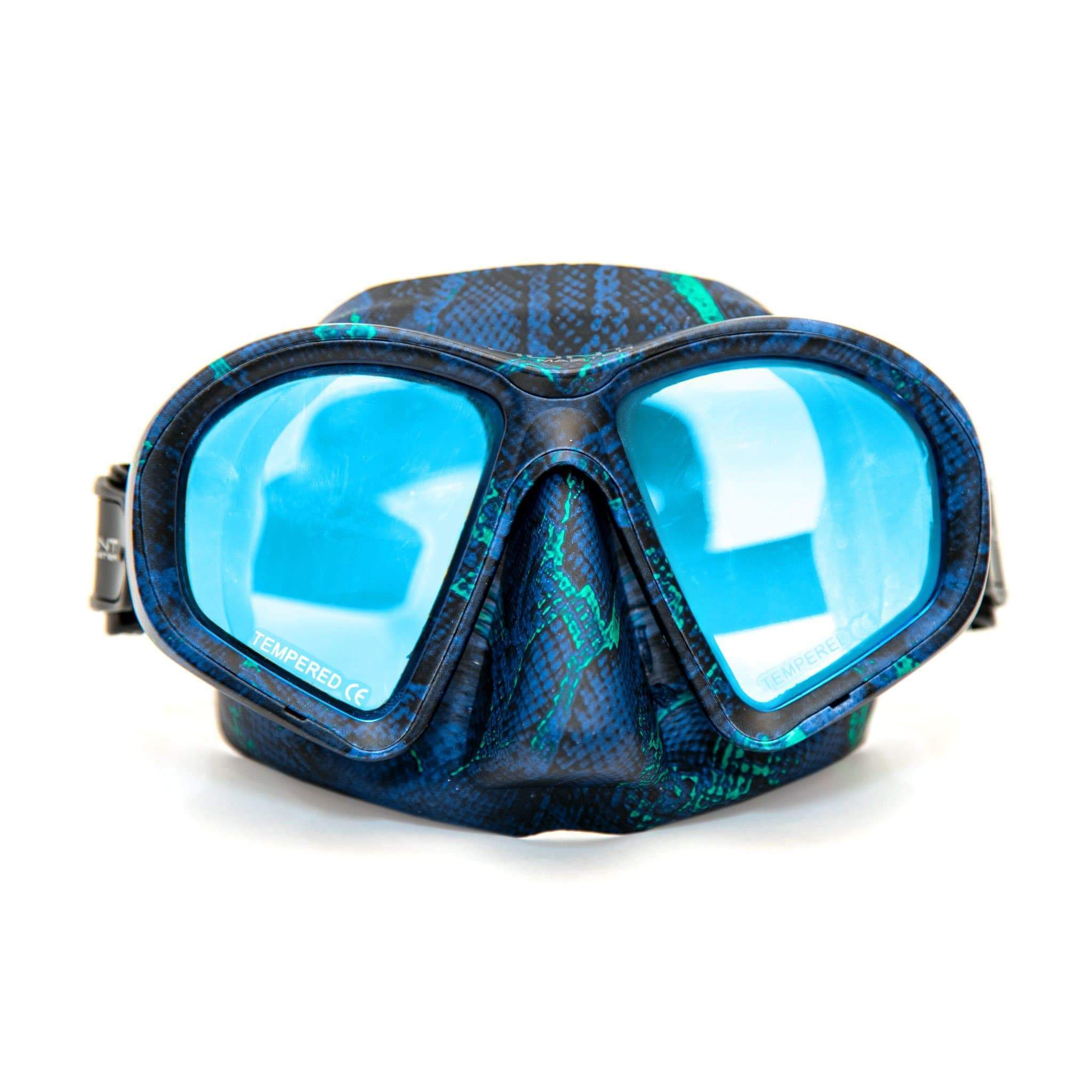 HuntMaster Blue Harbinger Camo Diving Mask- With Matching Camo Container (Blue)
