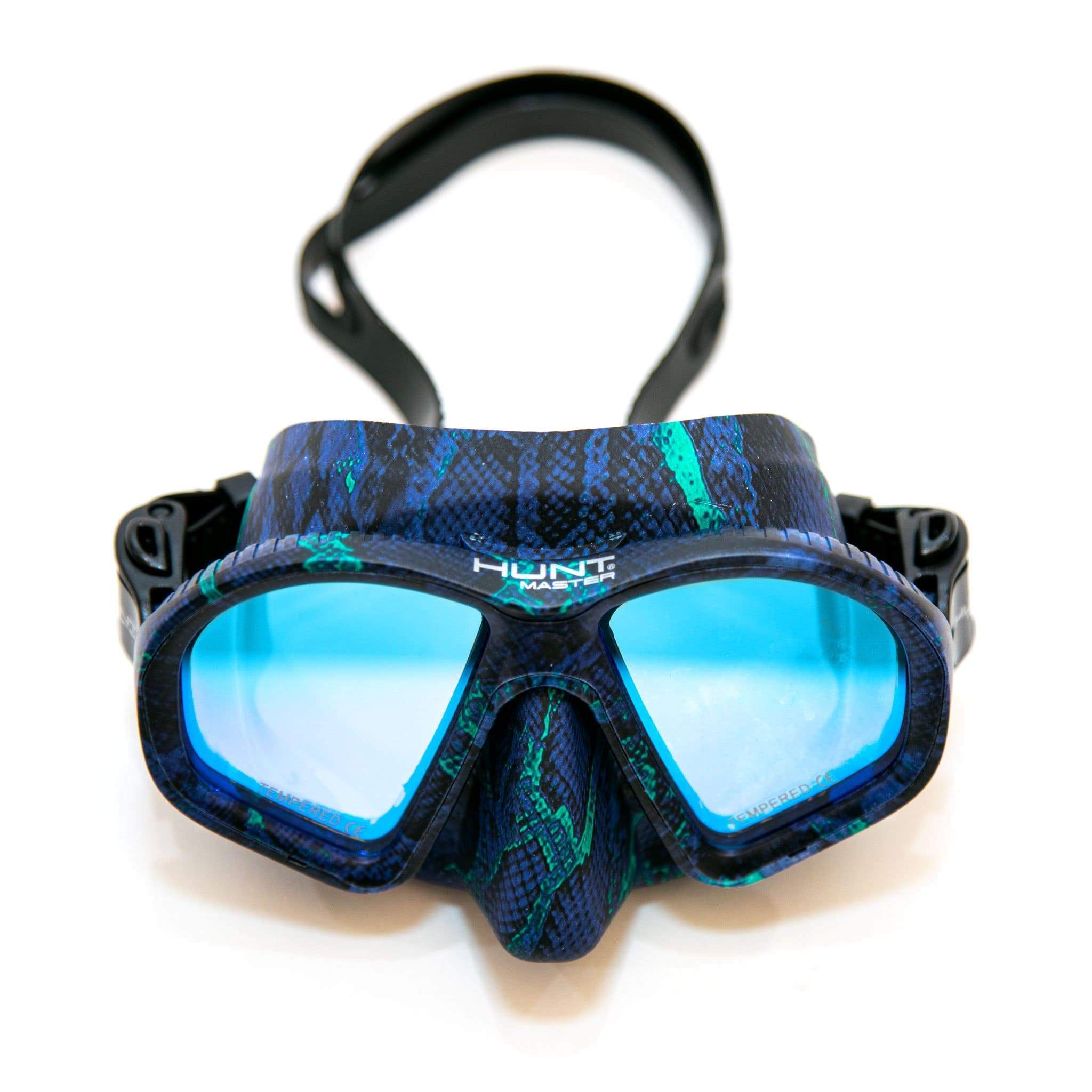 HuntMaster Blue Harbinger Camo Diving Mask- With Matching Camo Container (Blue)