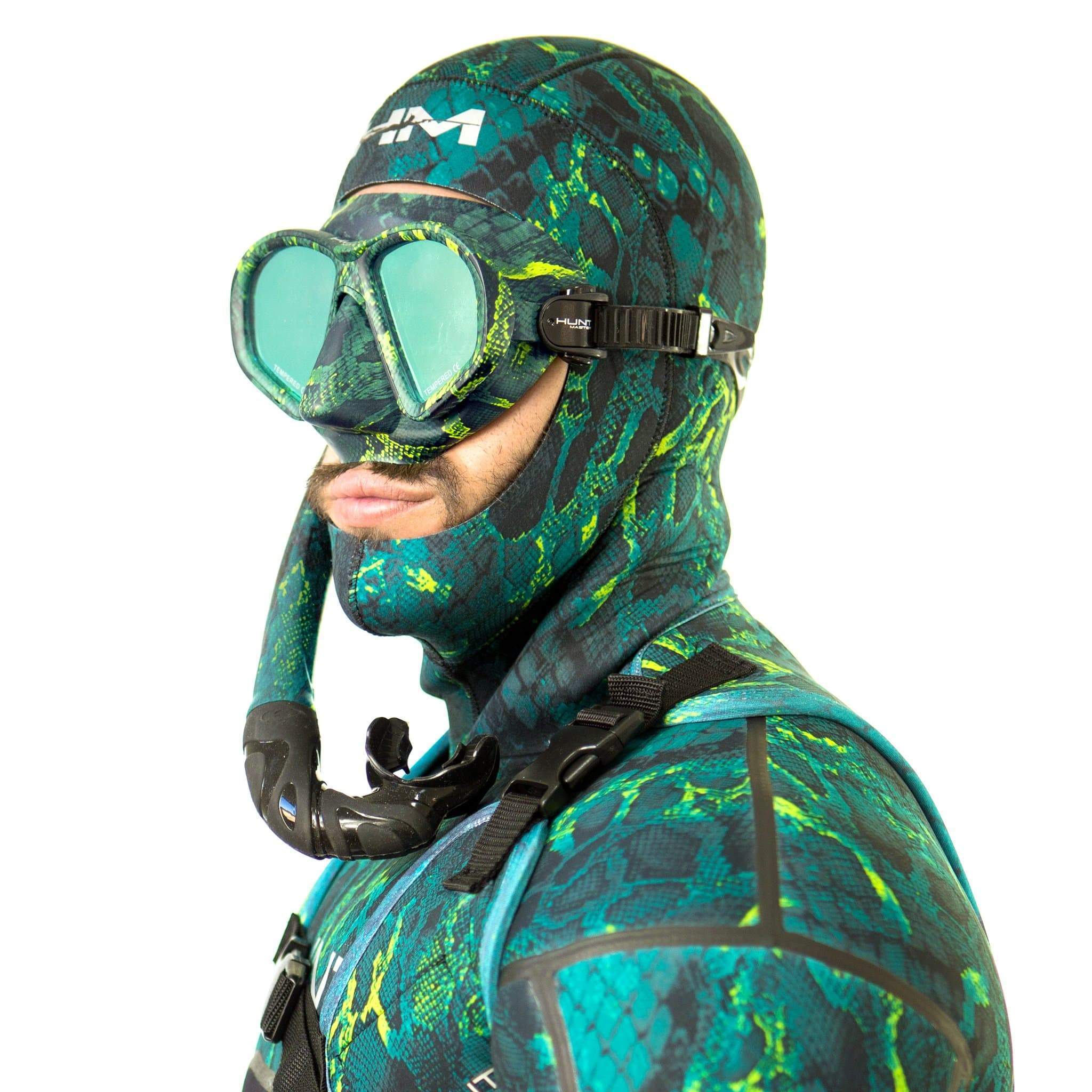 HuntMaster Green Harbinger Camo Diving Mask- With Matching Camo Container (Green)